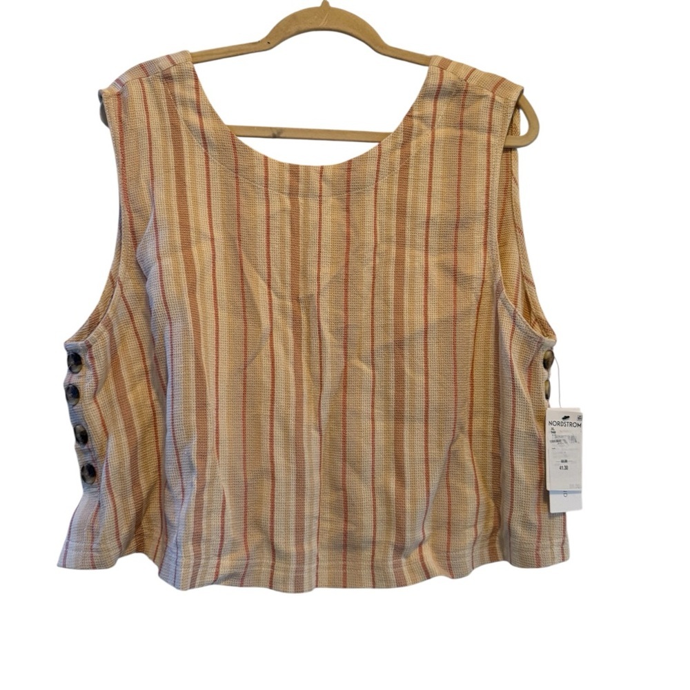 Treasure & Bond Tan Sleeveless‎ Boxy Crop Tank Top XL Boho Beachy Lagenlook